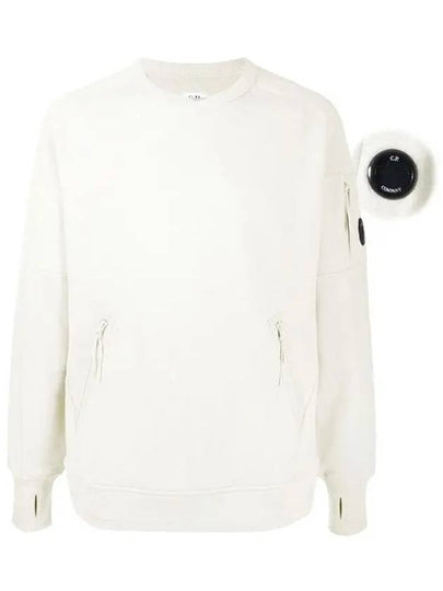 Men's Lens Wappen Zipper Pocket Crew Neck Sweatshirt White - CP COMPANY - BALAAN 2