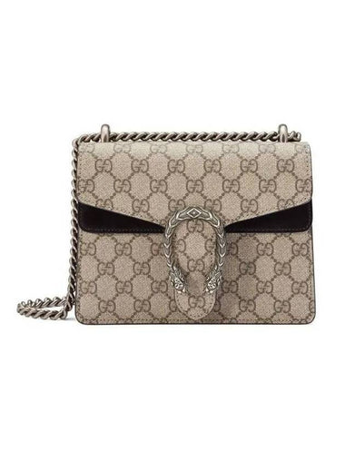 Dionysus GG Supreme Chain Small Canvas Shoulder Bag Beige Black - GUCCI - BALAAN 1