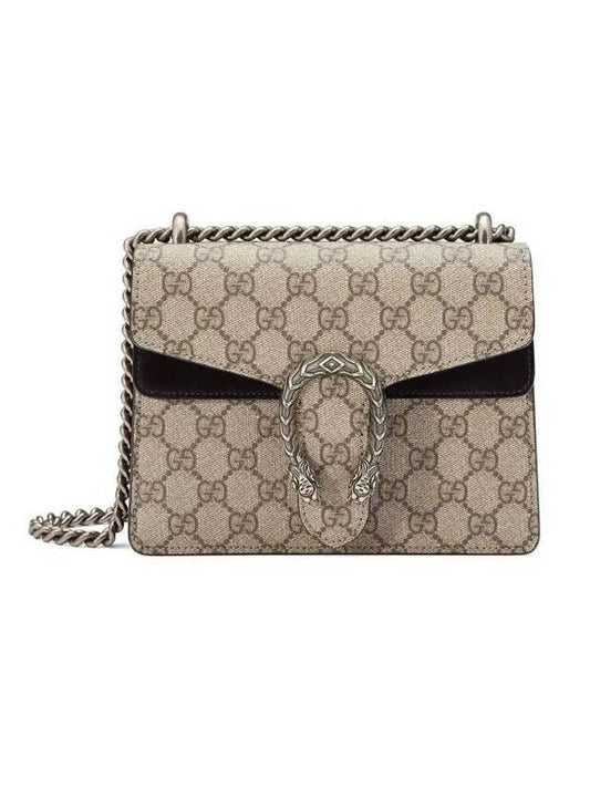 Dionysus GG Supreme Chain Small Canvas Shoulder Bag Beige Black - GUCCI - BALAAN 1