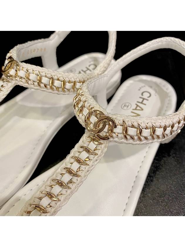 CC T Strap Chain Sandals White - CHANEL - BALAAN 4