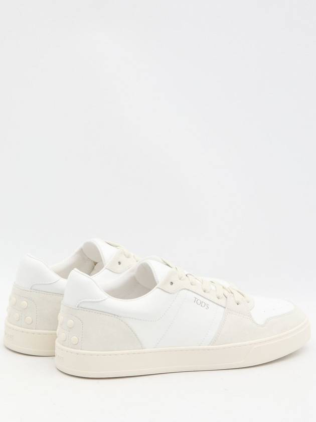 Suede Leather Low Top Sneakers White - TOD'S - BALAAN 4