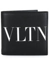 VLTN Logo Leather Half Wallet Black - VALENTINO - BALAAN 1