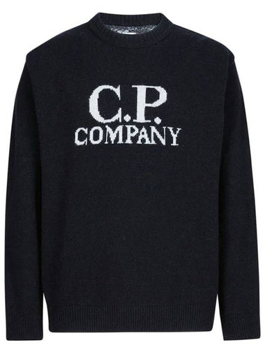 Crew Neck Wool Knit Top Black - CP COMPANY - BALAAN 1