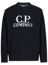 Crew Neck Wool Knit Top Black - CP COMPANY - BALAAN 1