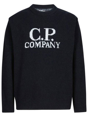 Crew Neck Wool Knit Top Black - CP COMPANY - BALAAN 1