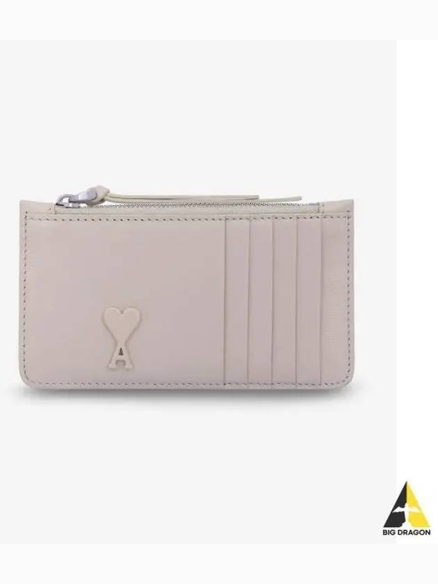 Heart Logo Zipper Card Holder Cream USL100830721 - AMI - BALAAN 2