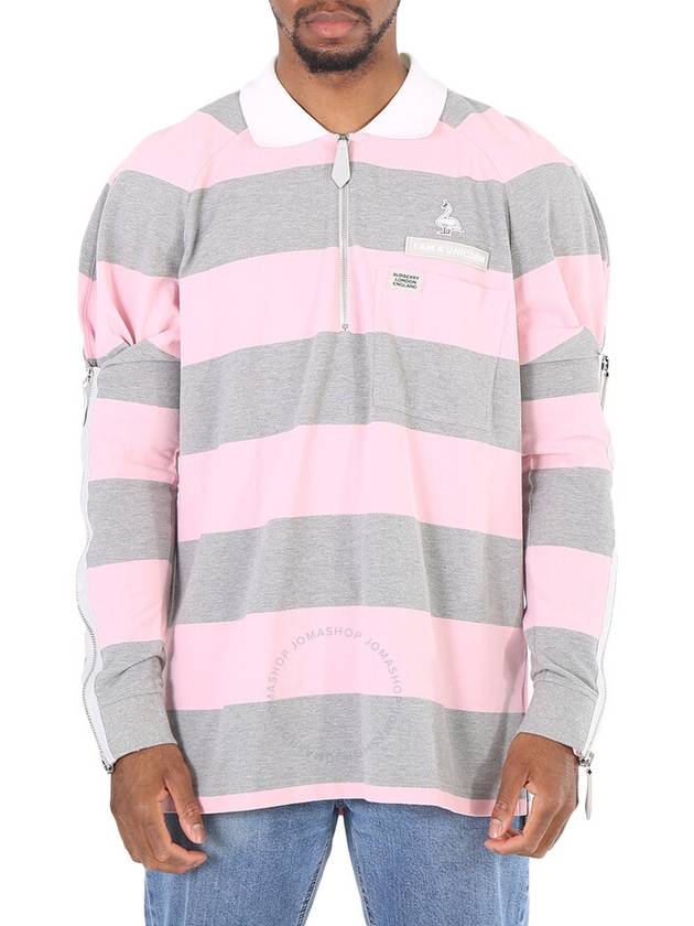 Men's Zip-up Striped PK Shirt Pink Gray - BURBERRY - BALAAN 2