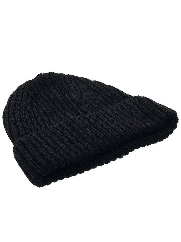 Lens Wappen Extra Fine Merino Wool Beanie Black - CP COMPANY - BALAAN 5