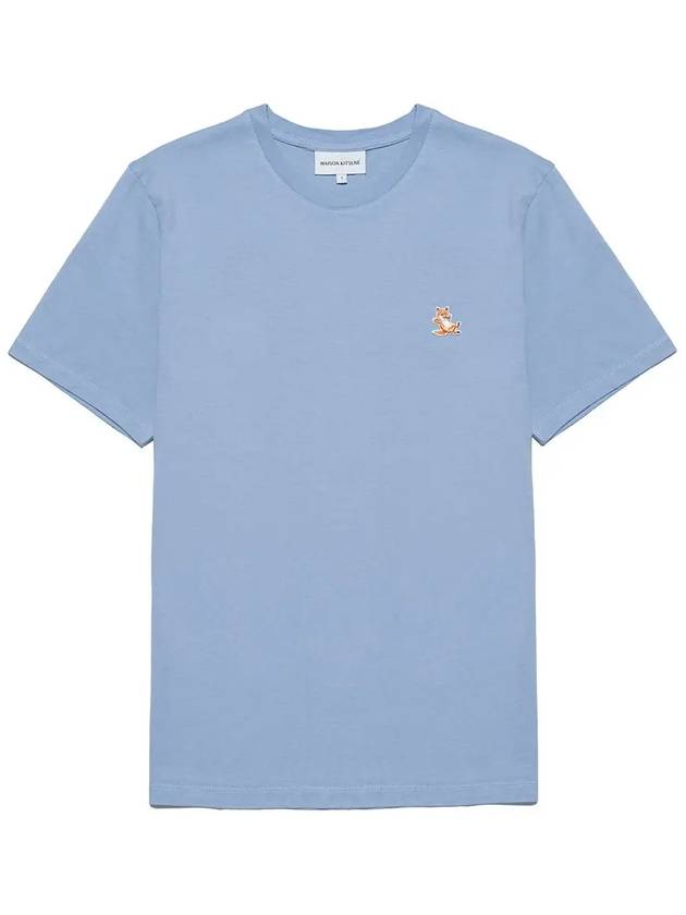 Chillax Fox Patch Regular Short Sleeve T-Shirt Blue - MAISON KITSUNE - BALAAN 2