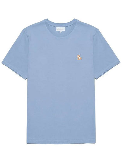 Chillax Fox Patch Regular Short Sleeve T-Shirt Blue - MAISON KITSUNE - BALAAN 2