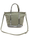 Khaki Gray Cotton Silver Sequin Small Cabas Bag Tote 2WAY - VANESSA BRUNO - BALAAN 1