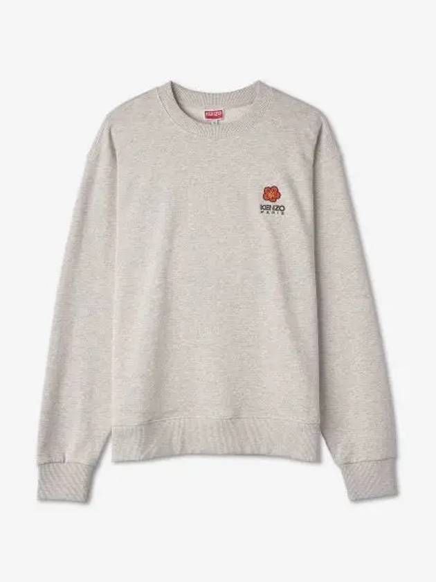 Boke Flower Embroidered Logo Cotton Sweatshirt Pale Grey - KENZO - BALAAN 2