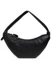 Medium Croissant Soft Grained Leather Crossbody Bag Black - LEMAIRE - BALAAN 2