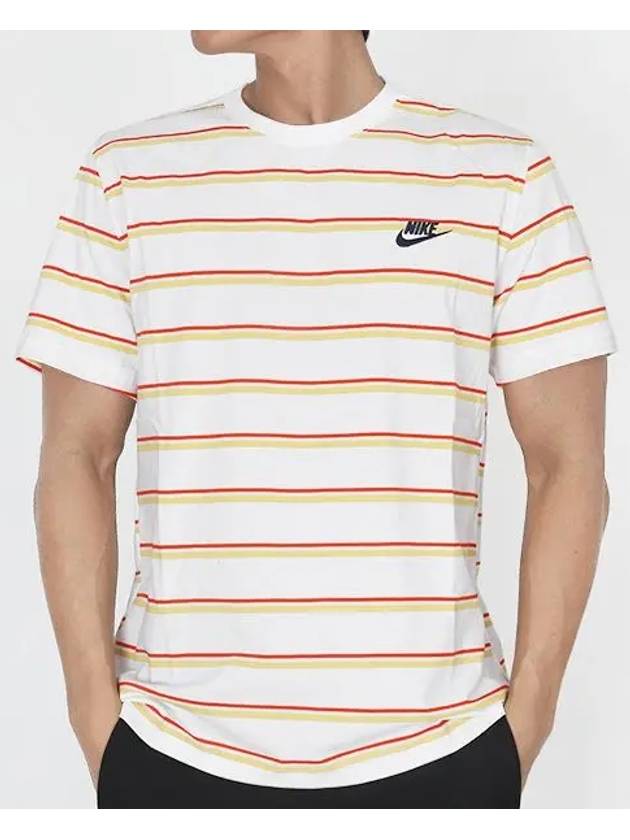 NSW Striped Short Sleeve T-Shirt White - NIKE - BALAAN 2