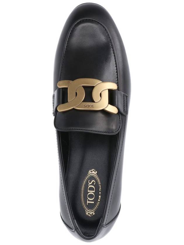 Kate Metal Logo Leather Loafers Black - TOD'S - BALAAN 6