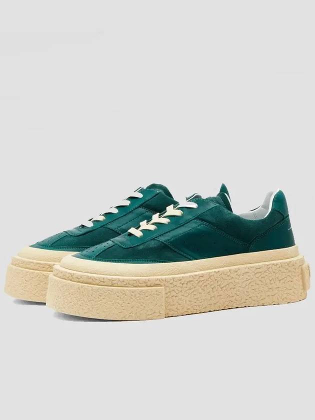 Paneled Lace Up Low Top Sneakers Green - MAISON MARGIELA - BALAAN 3