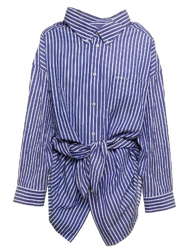 crinkle striped poplin knot shirt blue - BALENCIAGA - BALAAN 1