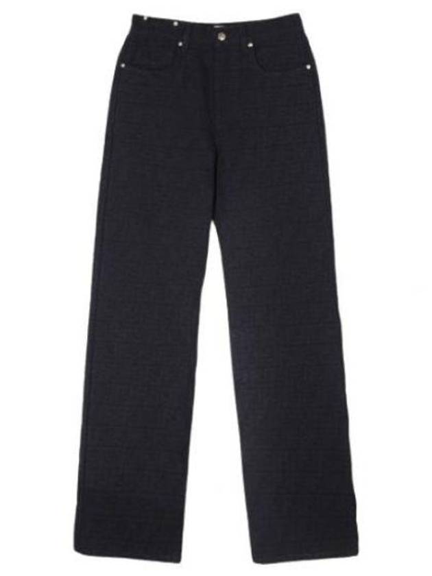 Jacquard Logo Monogram Cotton Straight Pants Dark Blue - FENDI - BALAAN 2