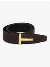 T Buckle Reversible Leather Belt Black Brown - TOM FORD - BALAAN 5