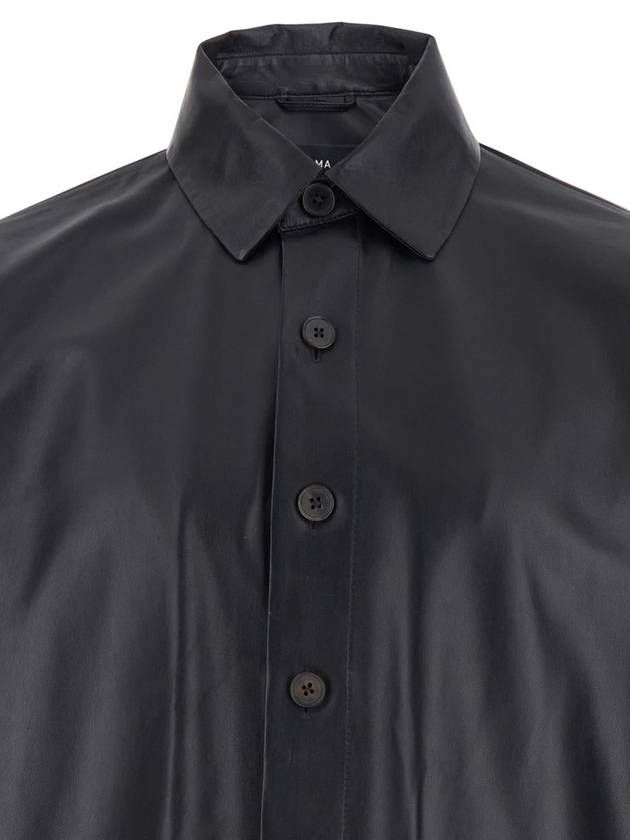 'Lush' Black Shirt With Classic Collar And Contrasting Buttons In Leather Man - ARMA - BALAAN 3