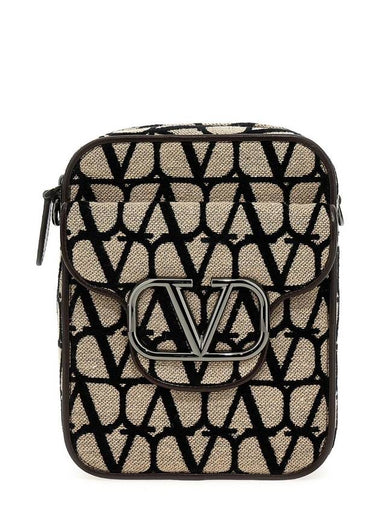 V Logo Toile Iconographe Shoulder Bag Beige - VALENTINO - BALAAN 1