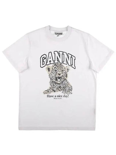 Logo Print Crew Neck Short Sleeve T Shirt White - GANNI - BALAAN 2