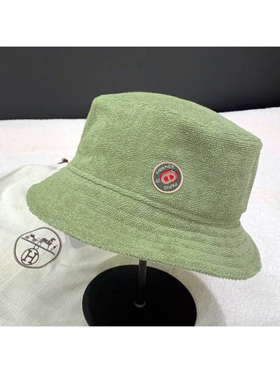 Hat Woven Patch Plain Bucket Hat Khaki Green - HERMES - BALAAN 2