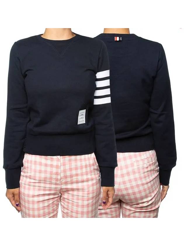 Engineered 4 Bar Stripe Loopback Jersey Knit Crewneck Sweatshirt Navy - THOM BROWNE - BALAAN 2