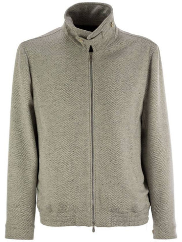 Wool, silk and cashmere chevron bomber jacket - BRUNELLO CUCINELLI - BALAAN 1