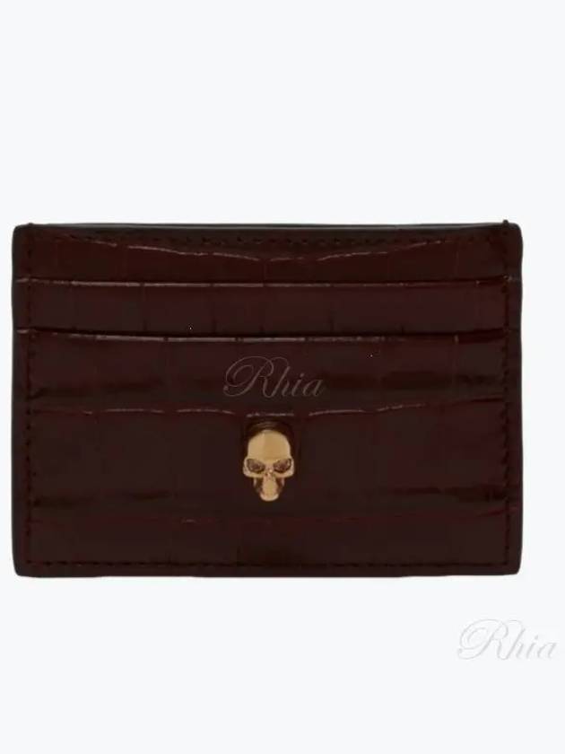 Skull Crocker Leather Card Wallet Burgundy - ALEXANDER MCQUEEN - BALAAN 2