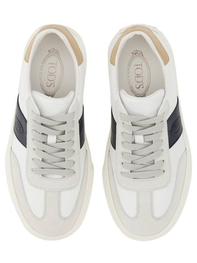 Leather Suede Low Top Sneakers White Black - TOD'S - BALAAN 5