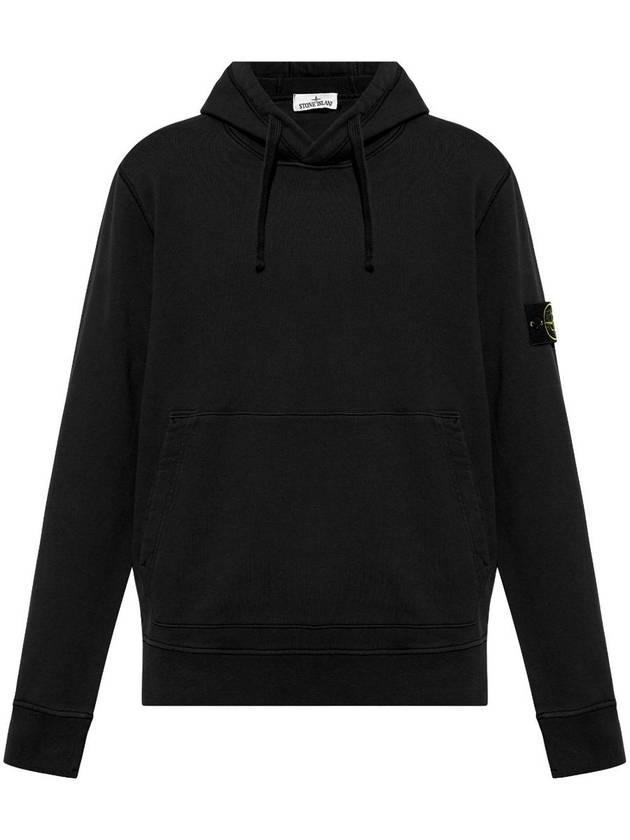 Wappen Patch Brushed Cotton Fleece Hoodie Black - STONE ISLAND - BALAAN 2