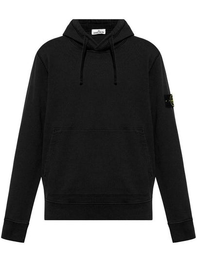 Wappen Patch Brushed Cotton Fleece Hoodie Black - STONE ISLAND - BALAAN 2