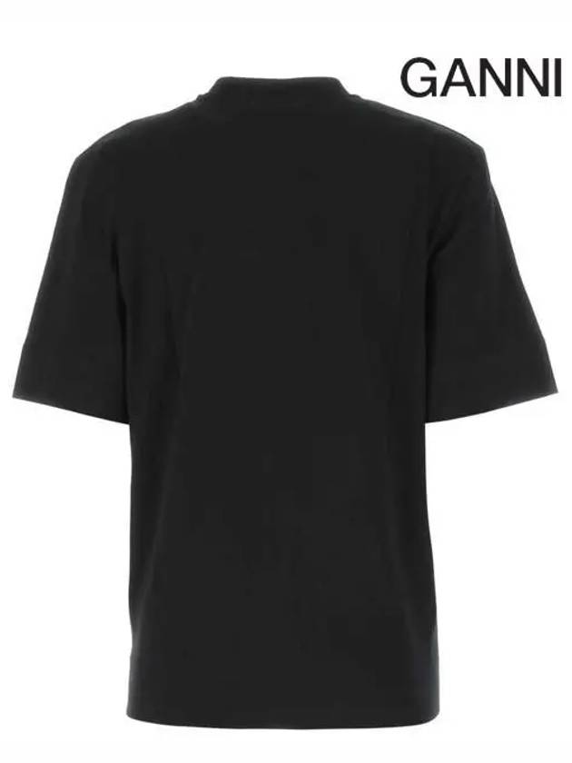 Relax Logo Short Sleeve T-Shirt Black - GANNI - BALAAN.