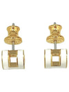 Mini Pop H Earrings Gold Gold Blanc - HERMES - BALAAN 4