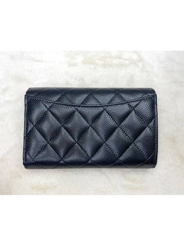 Classic Flap Wallet Grained Calfskin & Silver Black - CHANEL - BALAAN 4