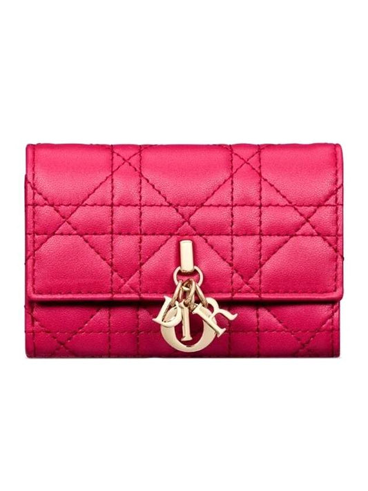 XS Lady Cannage Lambskin Half Wallet Fashion Pink - DIOR - BALAAN 1