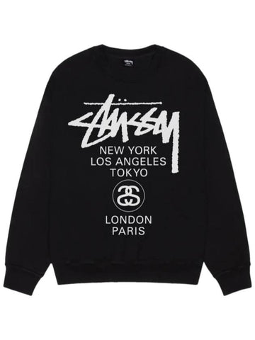 World Tour Crew Neck Sweatshirt Black - STUSSY - BALAAN 1