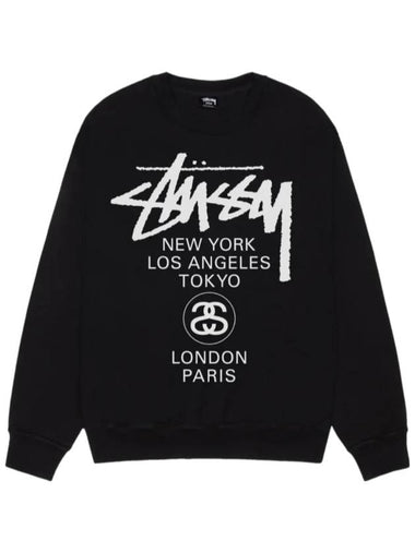 World Tour Crew Neck Sweatshirt Black - STUSSY - BALAAN 1