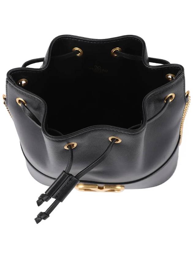 V Logo Signature Chain Napa Leather Bucket Bag Black - VALENTINO - BALAAN 6