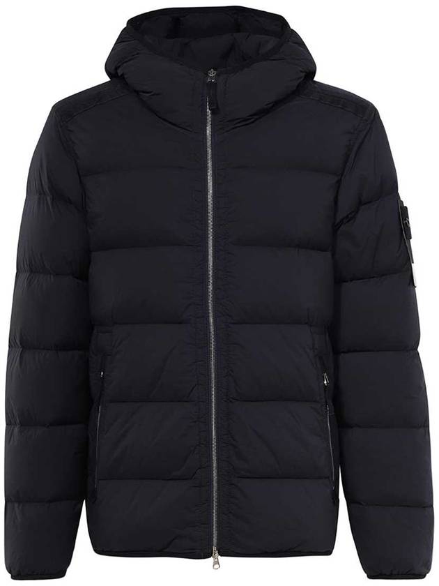 Seamless Logo Nylon Hooded Down Jacket Navy - STONE ISLAND - BALAAN 2