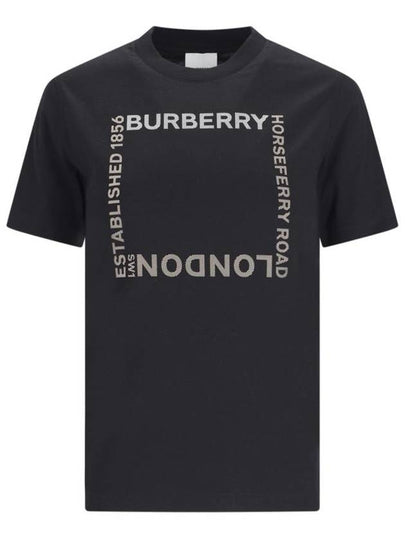 Women's Horseferry Square Print Cotton Short Sleeve T-Shirt Black - BURBERRY - BALAAN 2