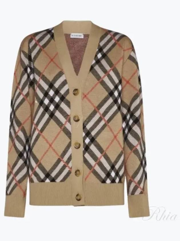 Check Wool Blend Cardigan Beige - BURBERRY - BALAAN 2