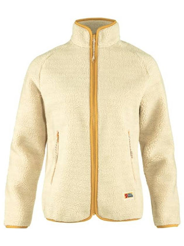 Women's Vardag Pile Fleece Zip-Up Jacket Chalk White - FJALL RAVEN - BALAAN 1