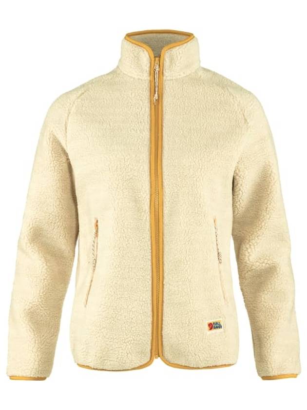 Women's Vardag Pile Fleece Zip-Up Jacket Chalk White - FJALL RAVEN - BALAAN 1