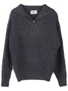 Half Zip-Up Knit Top Grey - AMI - BALAAN 2