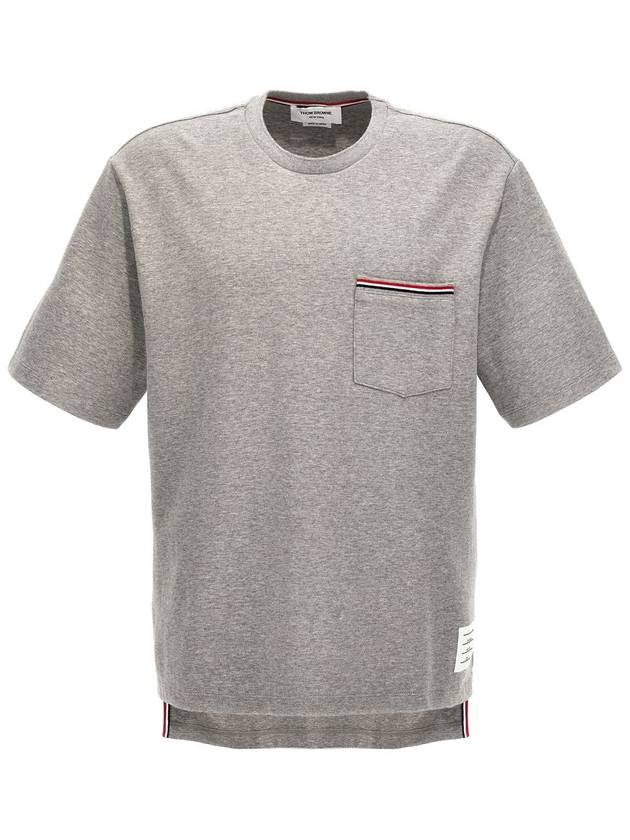 Cotton Oversized Pocket Short Sleeve T-Shirt Light Grey - THOM BROWNE - BALAAN 2