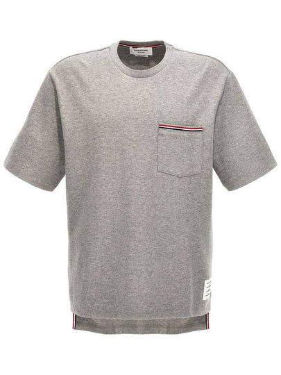 Cotton Oversized Pocket Short Sleeve T-Shirt Light Grey - THOM BROWNE - BALAAN 2