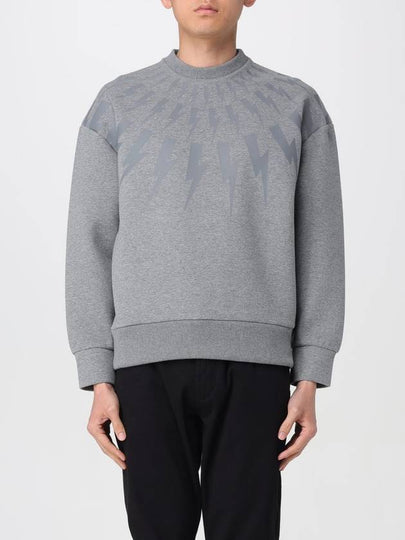 Fair Isle Thunderbolt Easy Sweatshirt Grey - NEIL BARRETT - BALAAN 2