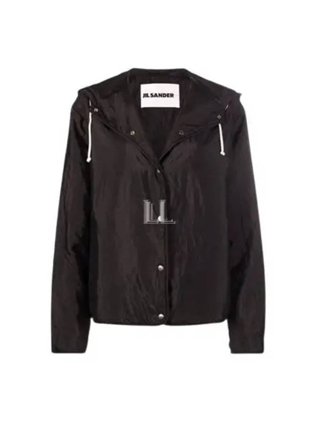 Drawstring Button Hooded Jacket Black - JIL SANDER - BALAAN 2